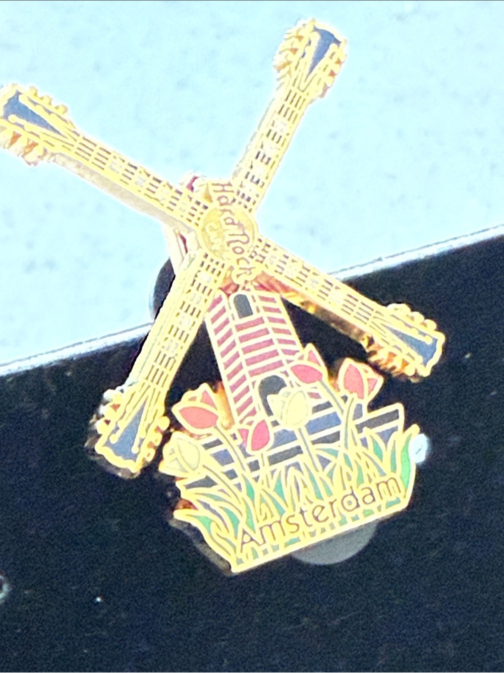 Hard Rock Cafe Amsterdam Windmill Pin - Gold, Red, Blue, Green